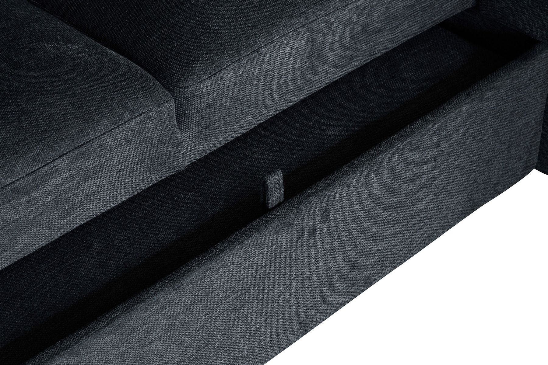 Ecksofa mit Schlaffunktion APARTMENT beidseitig aufbaubar grau Strukturstoff inkl. Stauraum