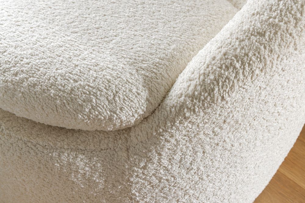 Drehbarer Design Sessel ALPINE beige Bouclé 360° mit Armlehnen