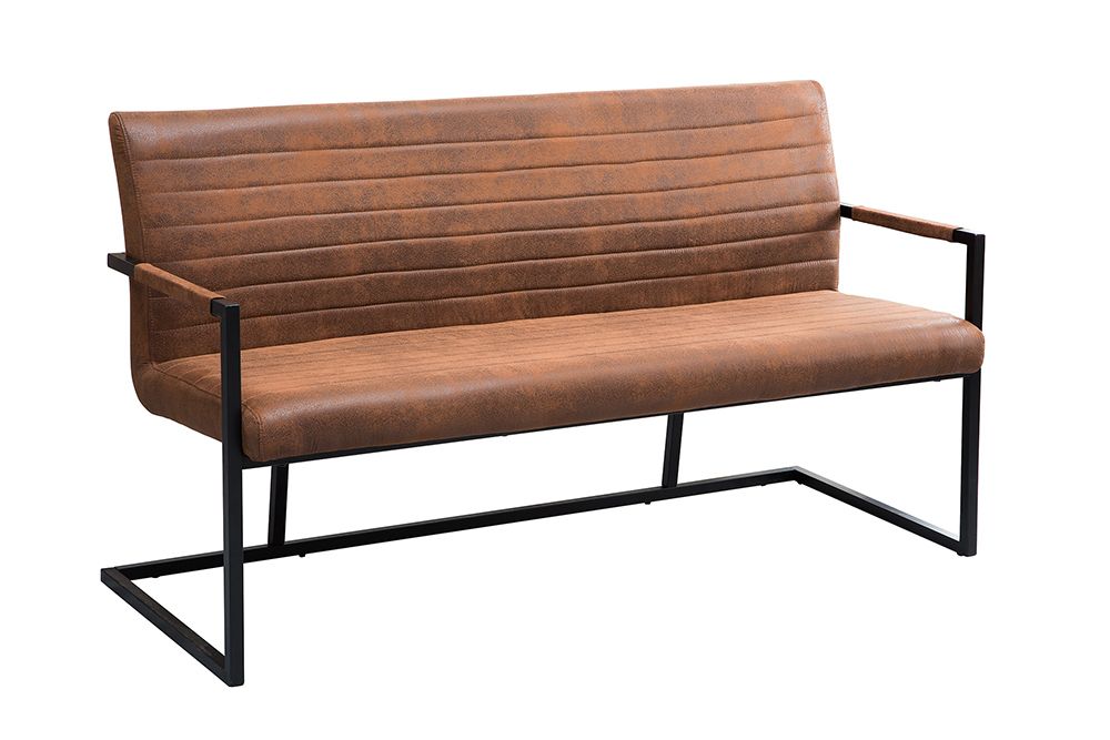 Industrial Freischwinger Bank LOFT 160cm vintage braun mit Armlehne