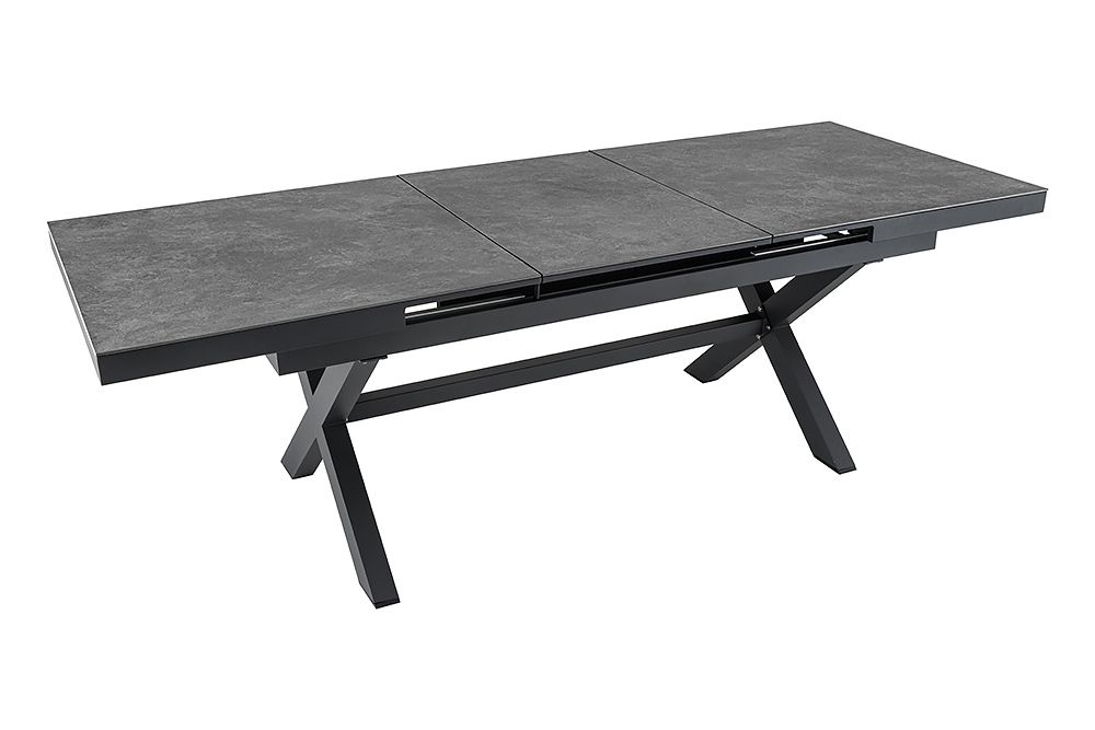 Ausziehbarer In- und Outdoor Esstisch EMPIRE 180-240cm anthrazit Keramik Gartentisch