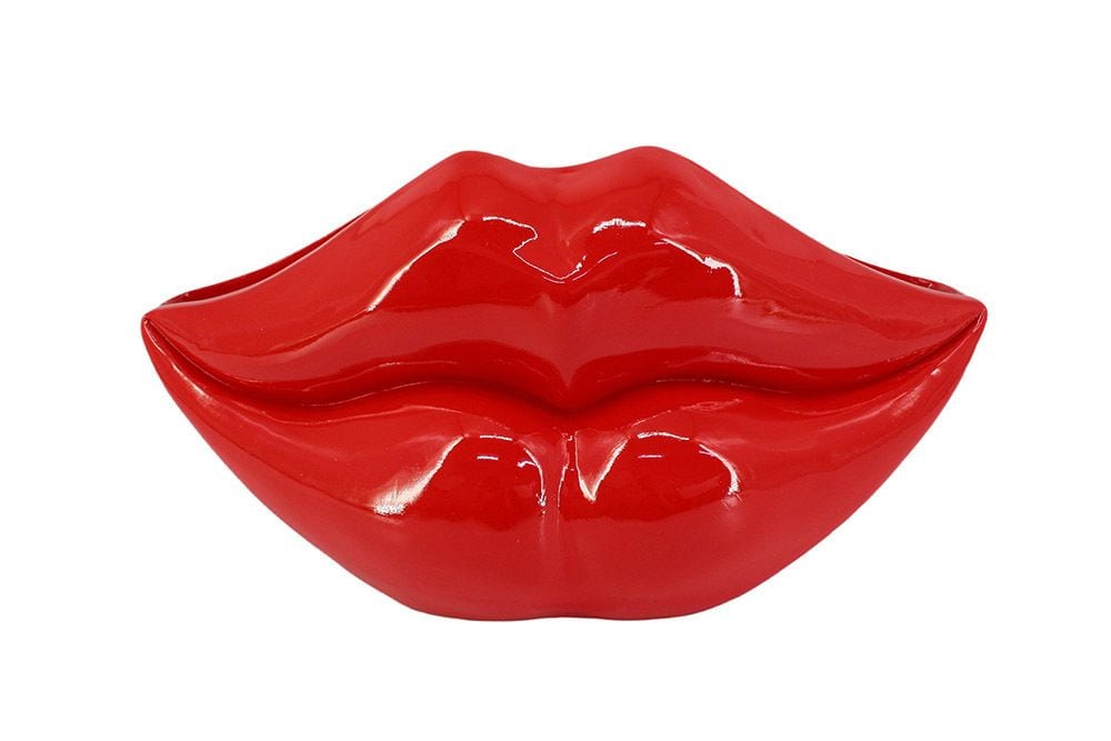 Extravagante Deko-Vase LIP 40cm rot handmade Hochglanz