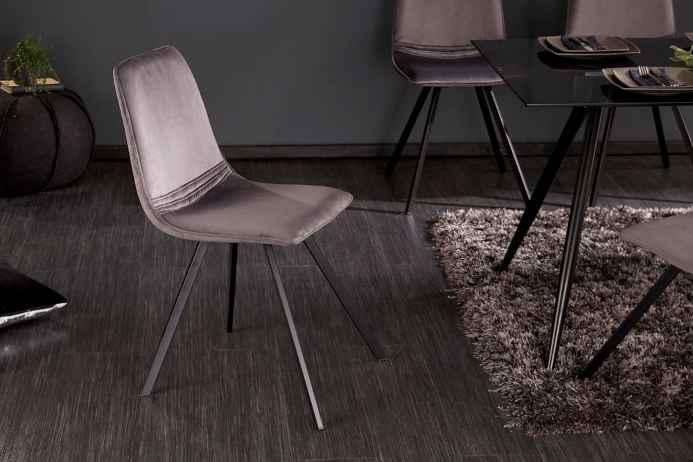 Retro Stuhl AMSTERDAM CHAIR dunkelgrau Samt Designklassiker