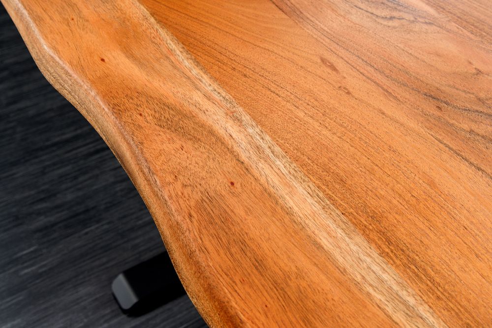 Höhenverstellbarer Schreibtisch MAMMUT 140cm natur Akazie Massivholz Baumkante