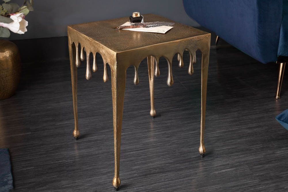 Extravaganter Beistelltisch LIQUID LINE S 34cm gold Tropfen-Design