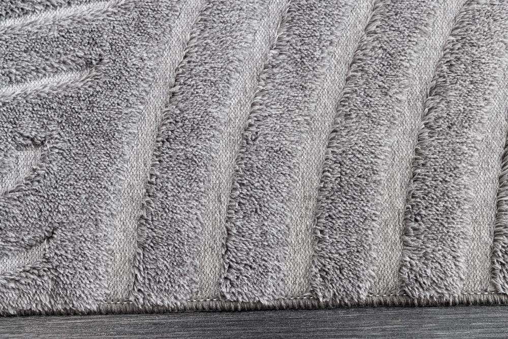 3D strukturierter Kurzflor Teppich ART DECO 230x160cm grau Hoch-Tief-Effekt
