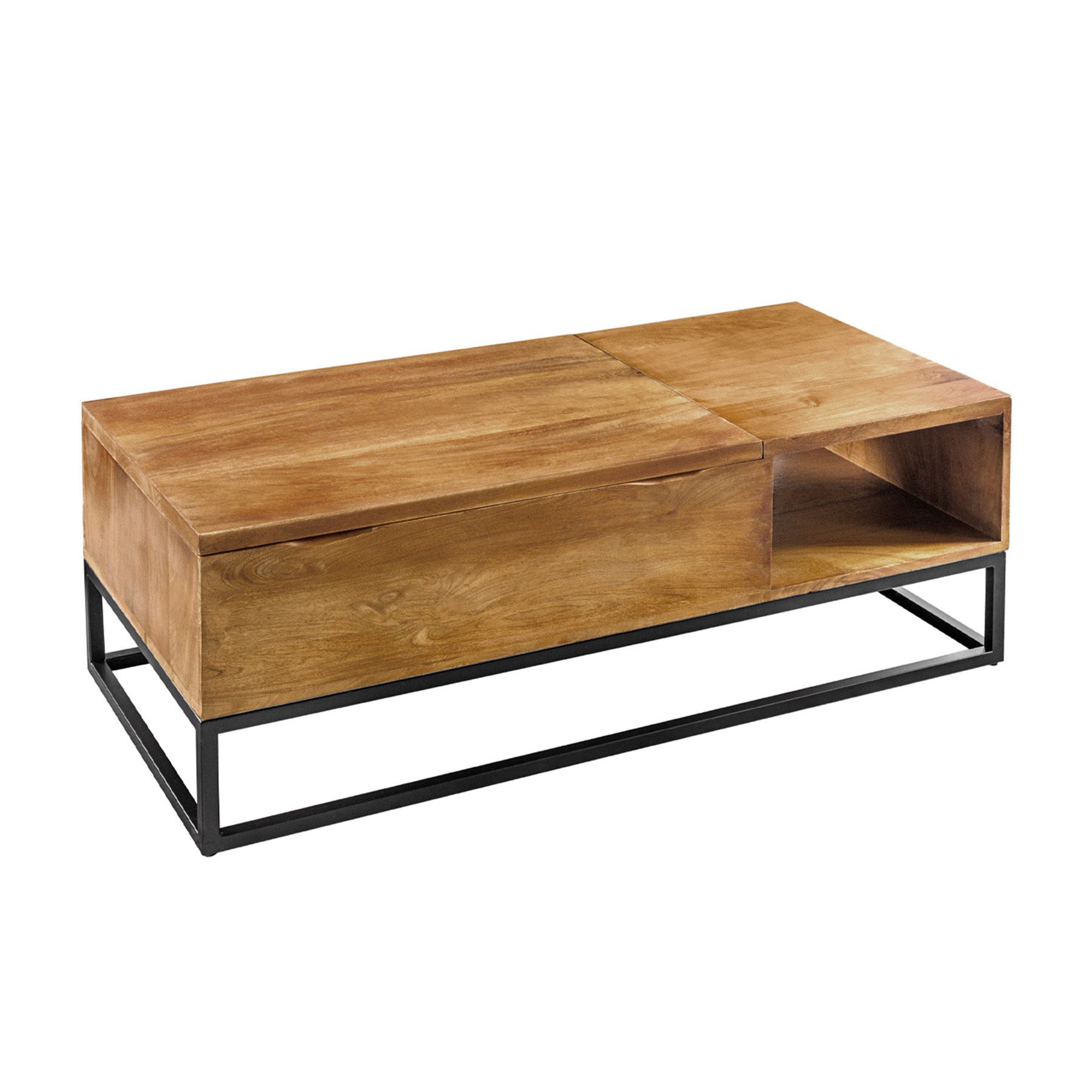 Höhenverstellbarer Couchtisch MAKASSAR FUNCTION 110cm braun Mangoholz honey finish