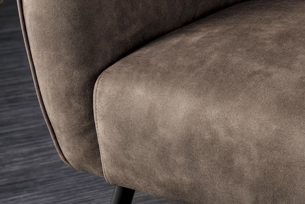 Design XL Sessel AMSTERDAM taupe Microfaser schwarze Metallbeine