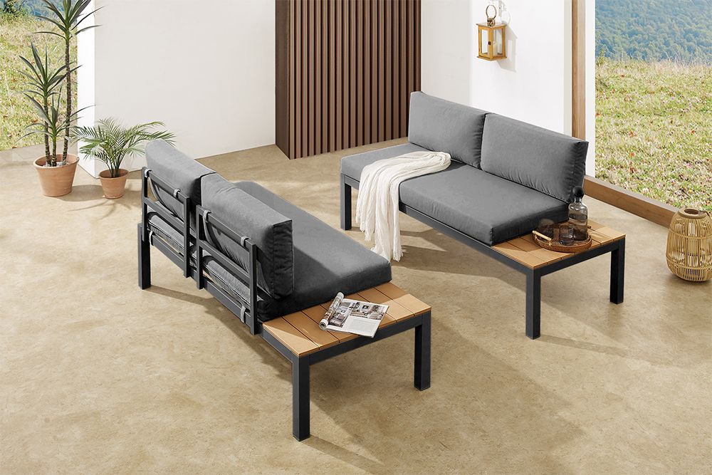 Modulare Garten Sitzgruppe ORLANDO LOUNGE 240cm anthrazit Aluminium wetterfest inkl. Kissen