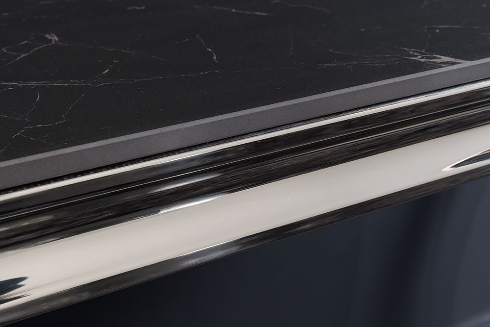 Design Konsolentisch MODERN BAROCK 140cm schwarz anthrazit chrom Keramik Marmor