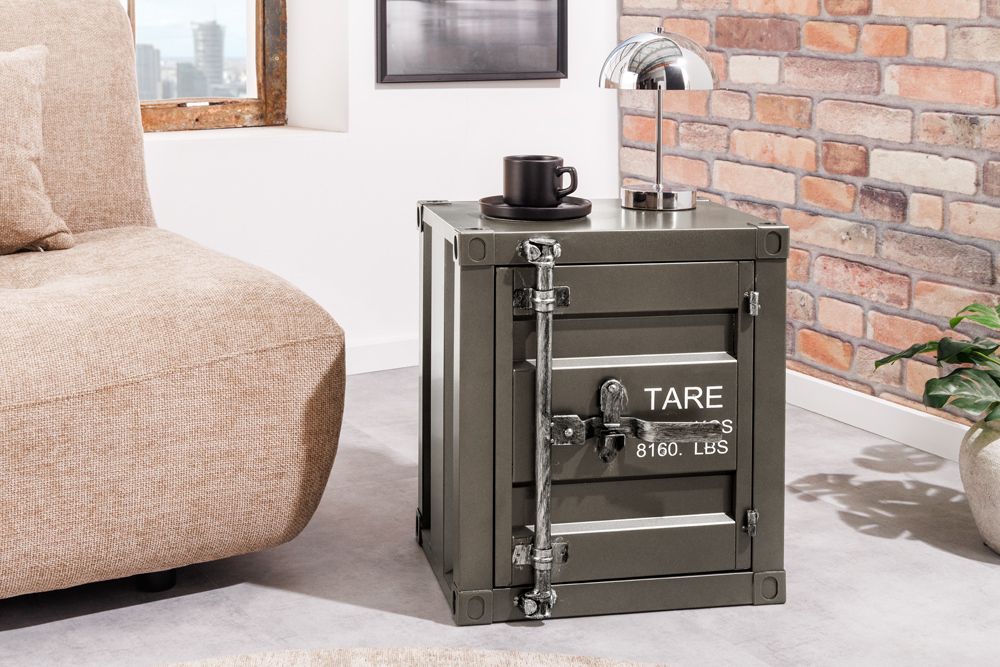 Container-Schrank GLOBETROTTER 50cm anthrazit Metall Nachttisch Beistellschrank