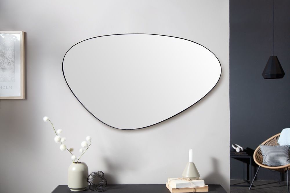 Moderner Wandspiegel NOEMI 90cm schwarz asymmetrisches Design