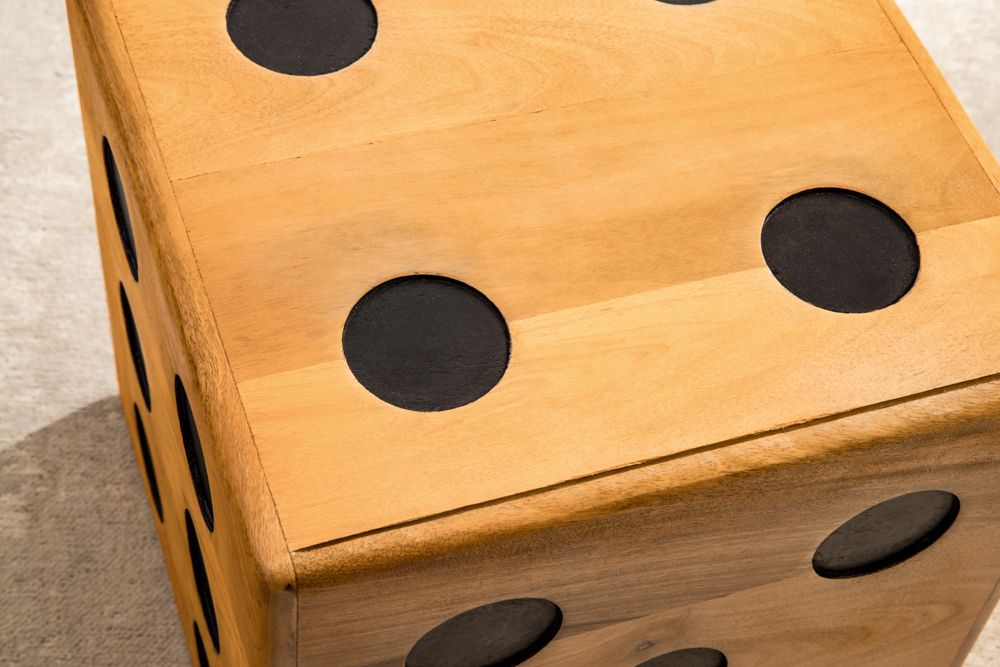 Massiver Würfel-Hocker CUBE 40cm natur Mangoholz Beistelltisch stapelbar