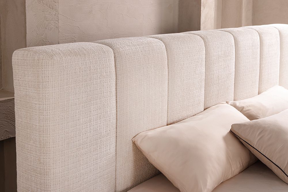 Boxbett SAVOY 180x200cm weiß Chenille Cremona mit Lattenrost und Stauraum