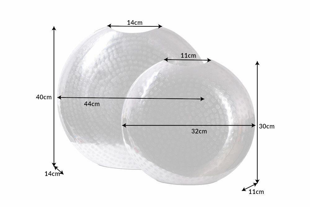 Elegantes Vasen 2er Set ORIENTAL 44cm silber im Grid Hammerschlag Design
