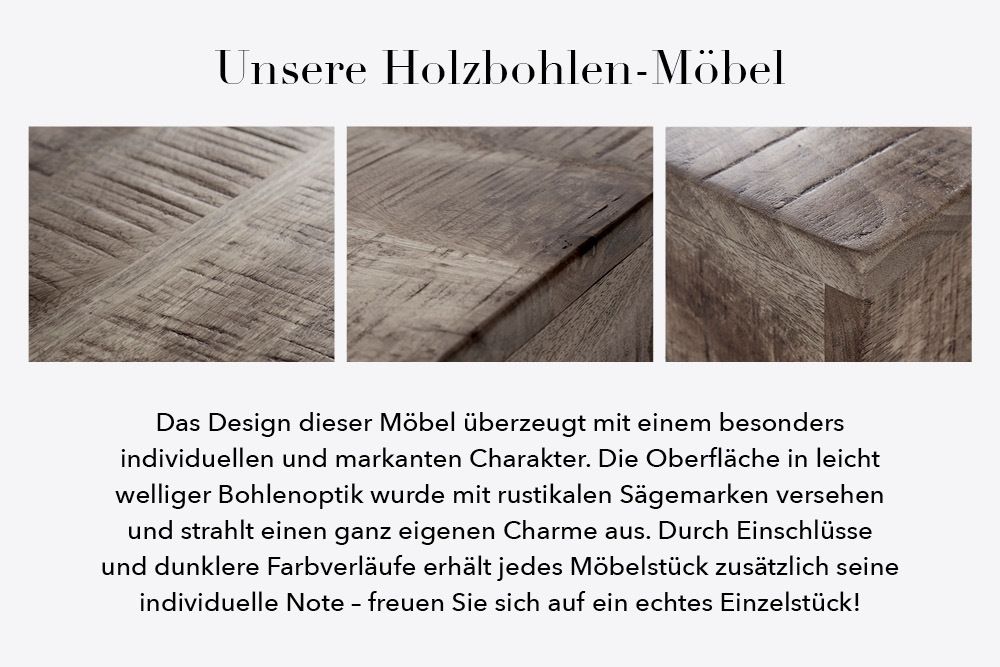 Industrial Truhenbank FACTORY LOFT 115cm Mangoholz grau Sitzbank