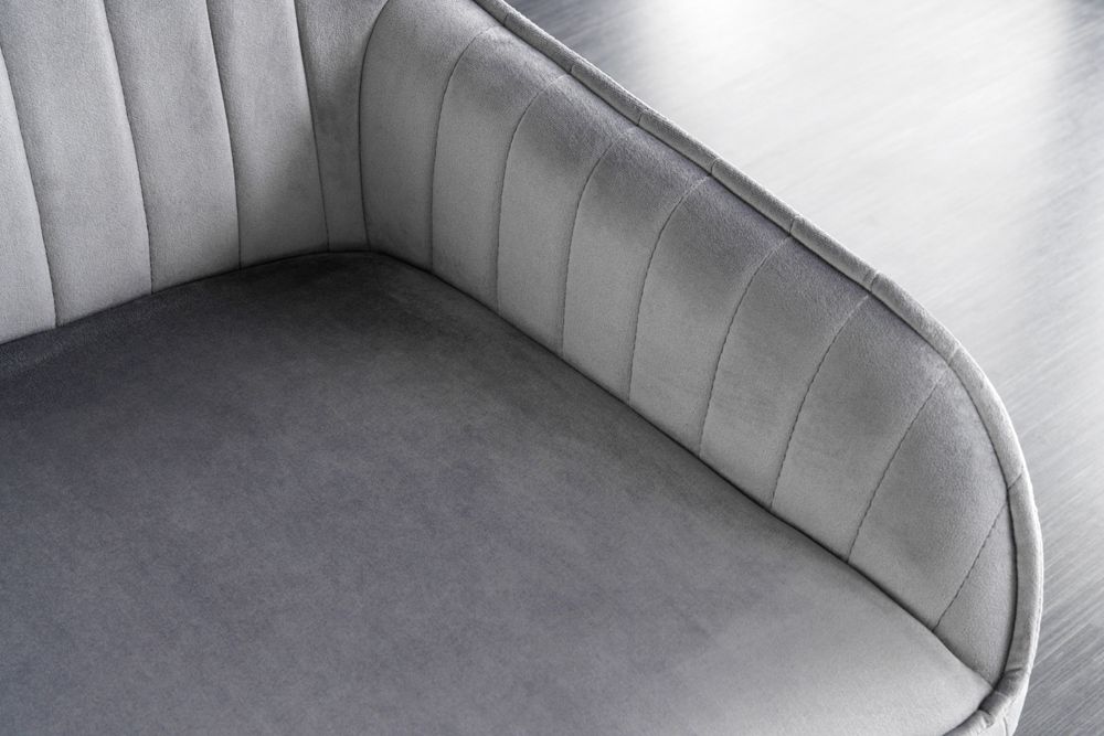 Design Sitzbank TURIN 160cm silbergrau Samt schwarz Metall Armlehne