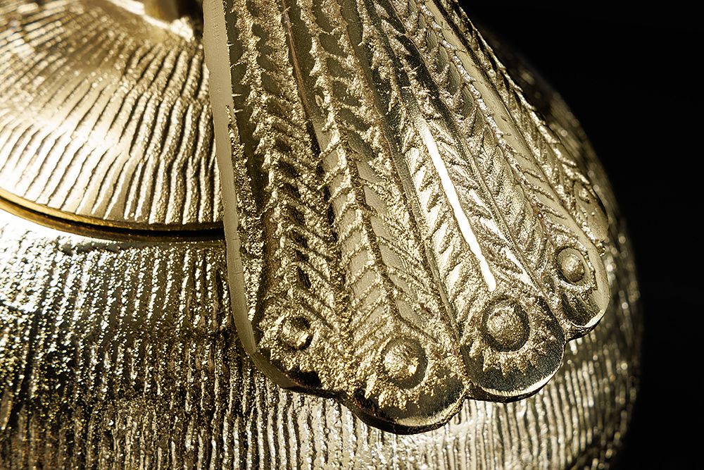 Dekorative Dose WILDLIFE BIRD 30cm gold antik rund Metall