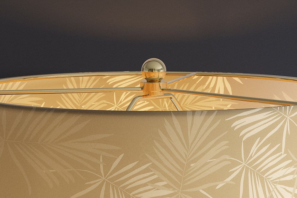 Moderne Tischlampe CLASSICO 50cm transparent Glas weiß gold Leinenschirm