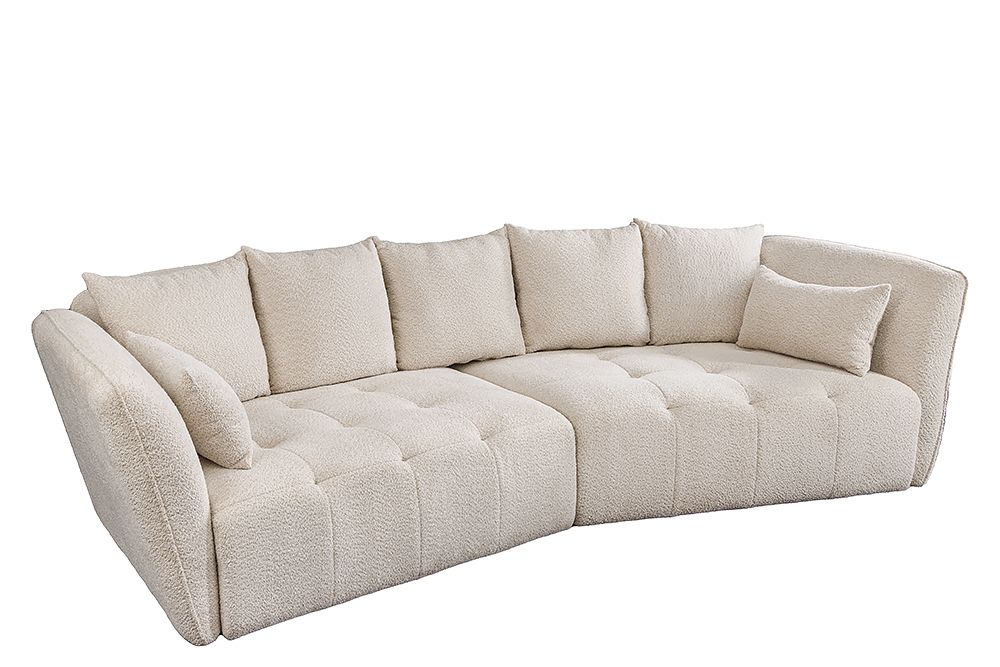 Modernes Big Sofa ROYAL 295cm champagner beige Bouclé Federkern XXL-Couch
