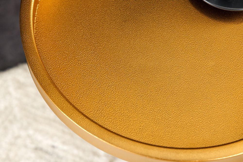 Runder Beistelltisch TRAYFUL 60cm gold Eisen weiß Marmorfuß handmade