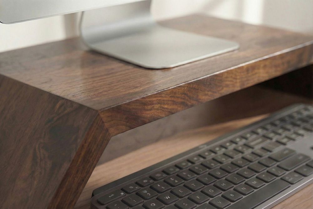 Massiver Monitorständer GATSBY 50cm braun Mangoholz Bildschirmständer Erhöhung
