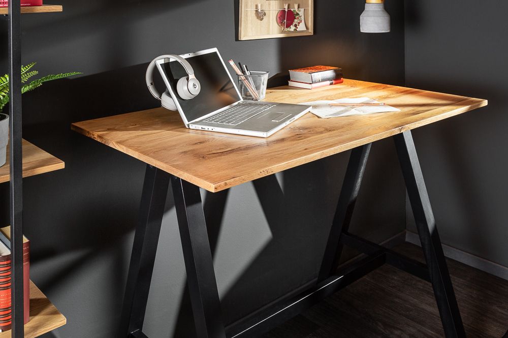 Massiver Bartisch CASTLE 120cm Wildeiche natur Stehtisch Industrial Design