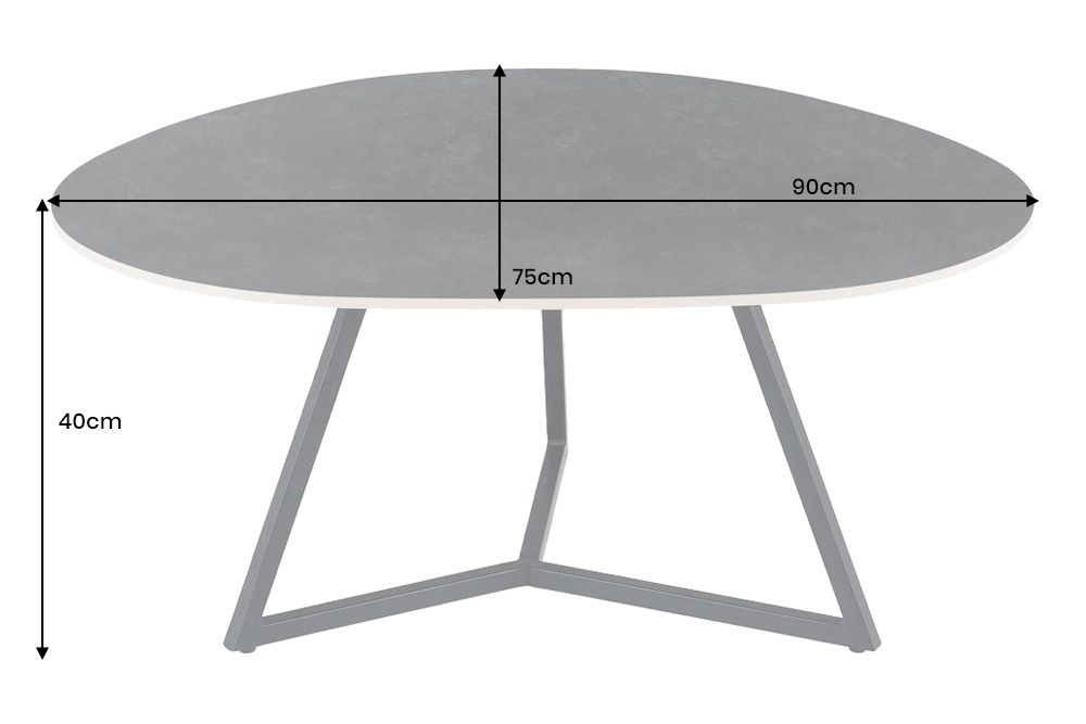 Design Couchtisch MARVELOUS 90cm anthrazit Marmor Keramik schwarzes Metall