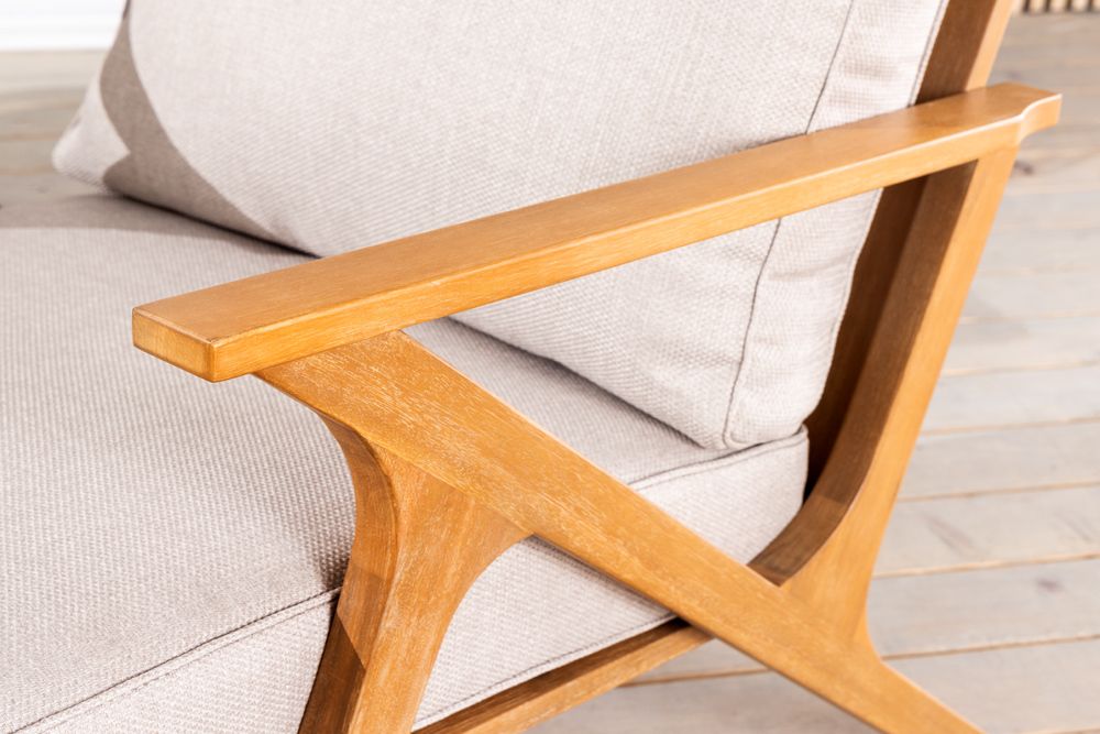 Wetterfester Gartenstuhl COMFORT LINE natur beige Akazienholz Loungesessel