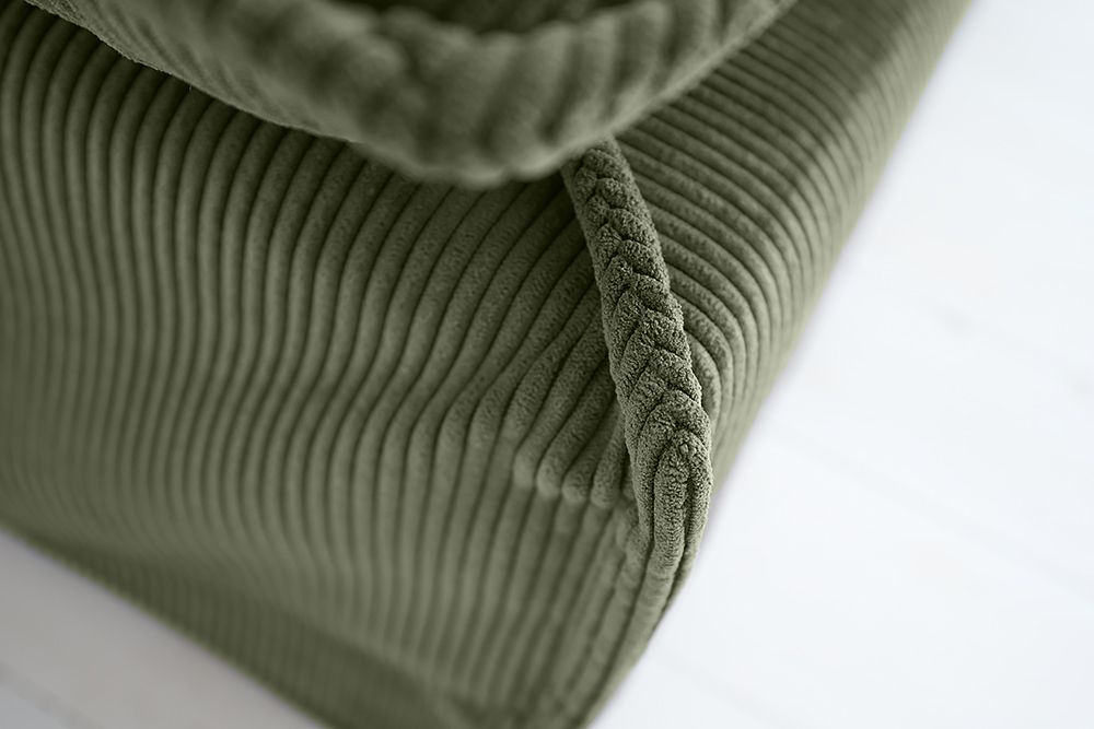 Großer Sitzhocker HEAVEN 100cm grün Cord Sofahocker abnehmbarer Bezug