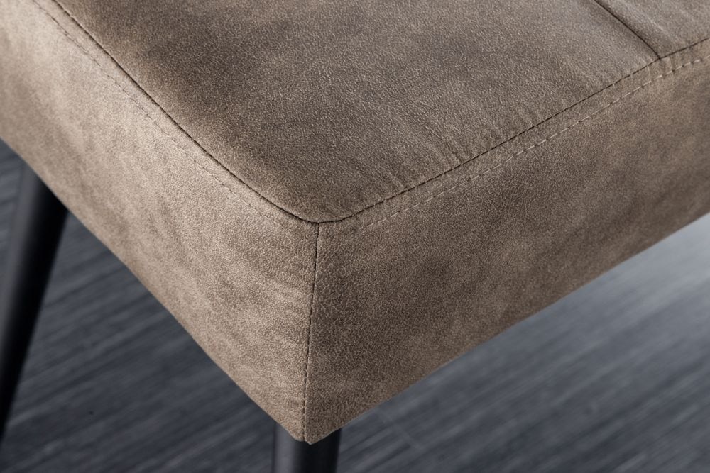 Design Sitzbank BOUTIQUE 100cm antik taupe Microfaser schwarze Metallbeine Polsterbank