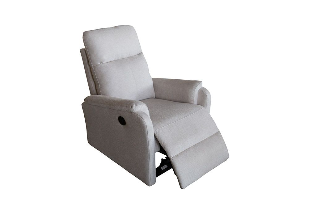 Exklusiver 1er Kinosessel HOLLYWOOD beige Strukturstoff elektrische Liegeposition