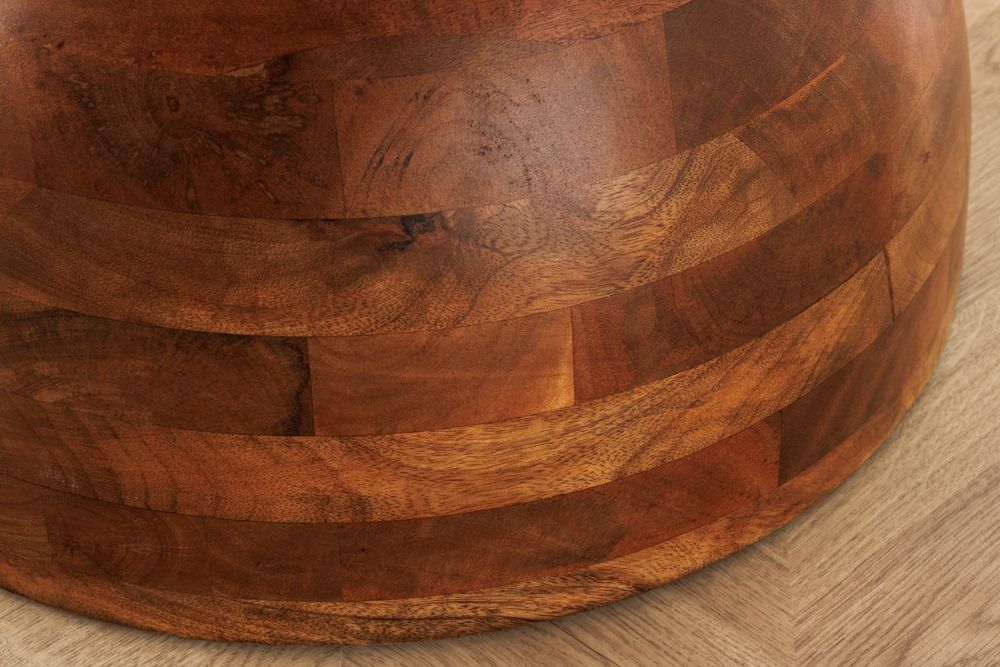 Massiver Esstisch MAESTRO 130cm braun Mangoholz rund mit Säulenfuß