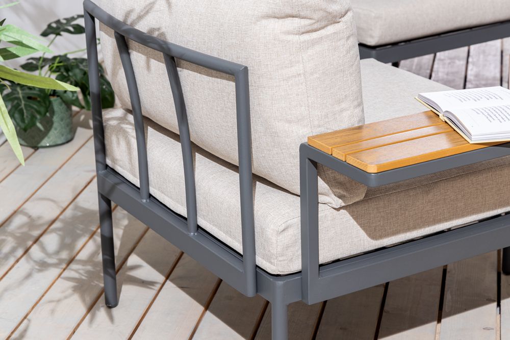 Outdoor Lounge Sitzgruppe MOBILE MODULAR 240cm anthrazit greige inkl. Kissen
