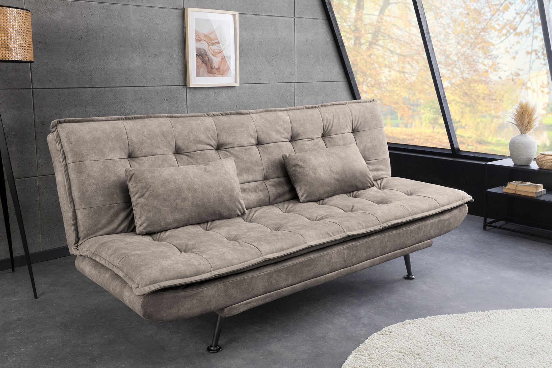 Modernes Schlafsofa JAZZ 190cm antik taupe Microfaser 3-Sitzer Couch