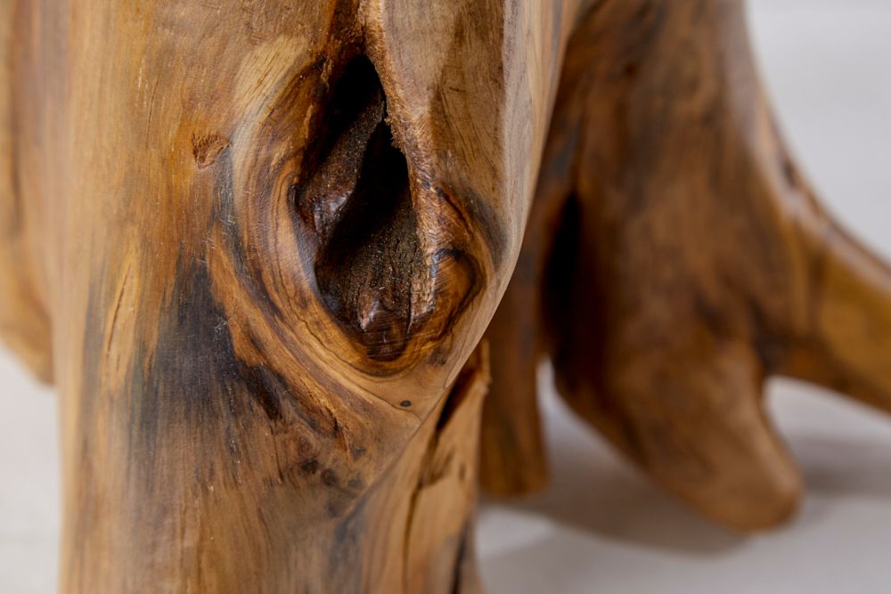 Massiver Beistelltisch ROOT 40cm Teakholz mit Jahresringen