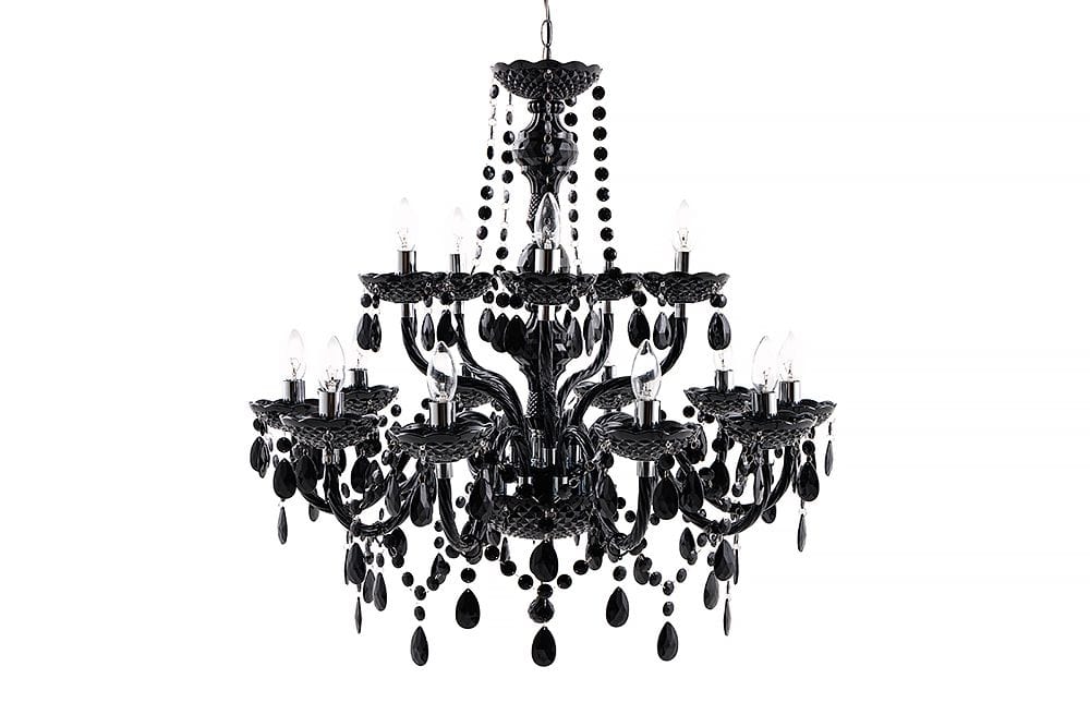 Design Kronleuchter BLACK CRYSTAL XL 80cm schwarz Acryl 15-armig Lüster