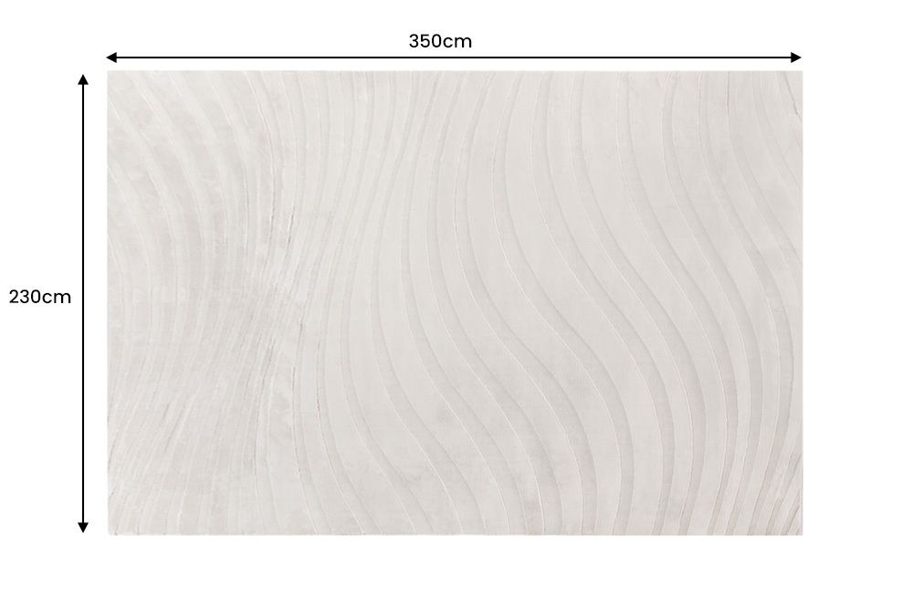 3D strukturierter Kurzflor XXL Teppich WAVE 350x230cm beige Hoch-Tief-Effekt