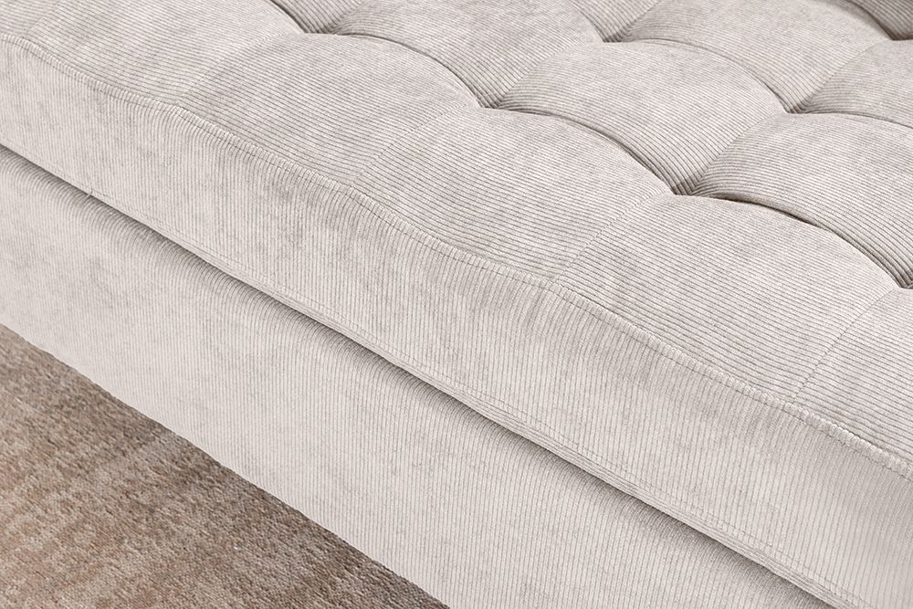 Modernes Ecksofa STOCKHOLM 220cm hellgrau Cordstoff Federkern 3-Sitzer-Sofa