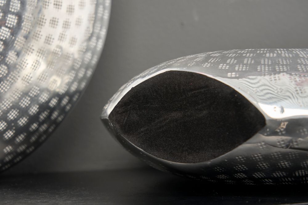 Elegantes Vasen 2er Set ORIENTAL 44cm silber im Grid Hammerschlag Design