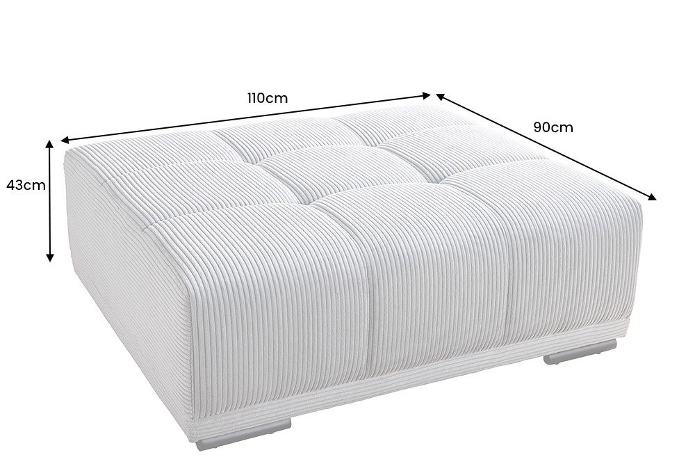 Moderner Hocker ELEGANCIA 110cm anthrazit Cord Fußhocker Sitzhocker