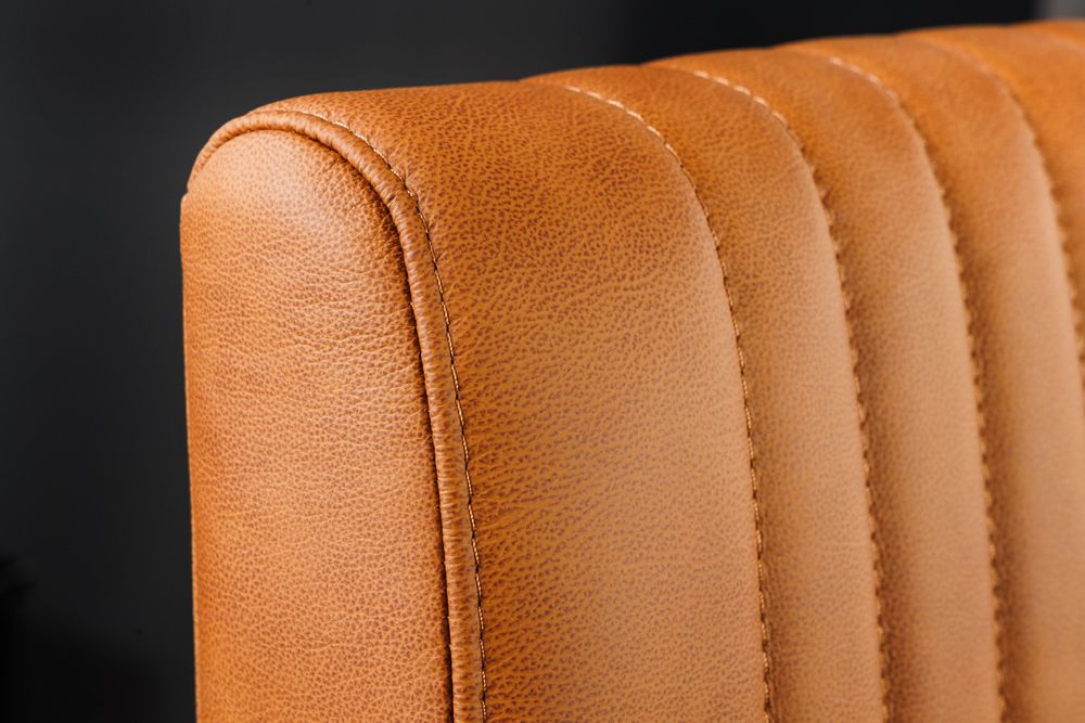 Moderner Freischwinger Stuhl BIG ASTON Echtleder vintage cognac Taschenfederkern Metall