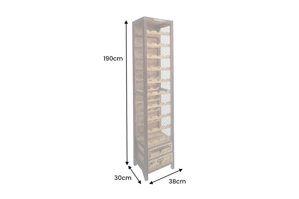 Authentisches Weinregal BODEGA 190cm natur Pinienholz Flaschenregal Schubladen