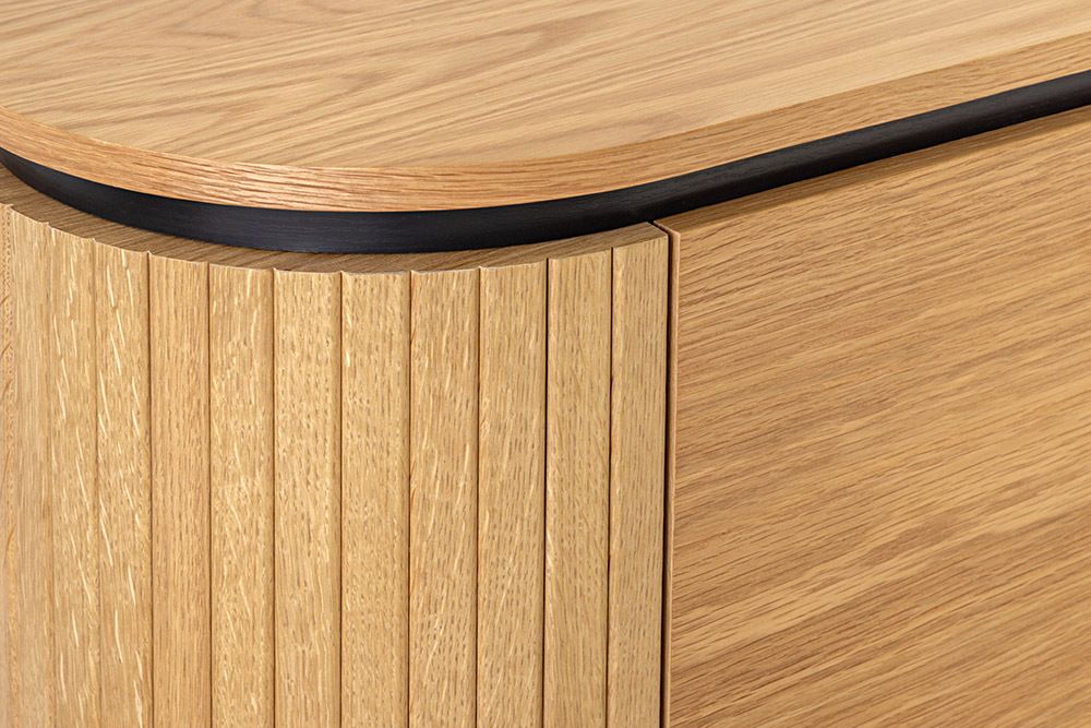 Modernes Sideboard ATELIER 160cm natur Eiche schwarz Metall vier Fächer