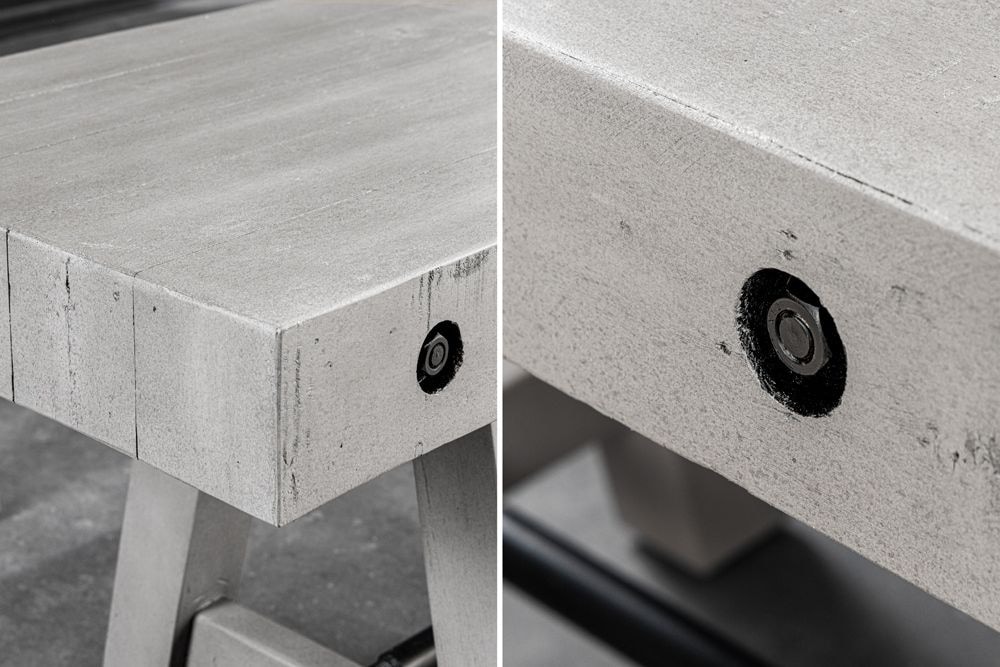 Industrial Sitzbank FINCA 200cm grau Pinie recyceltes Massivholz Eisen
