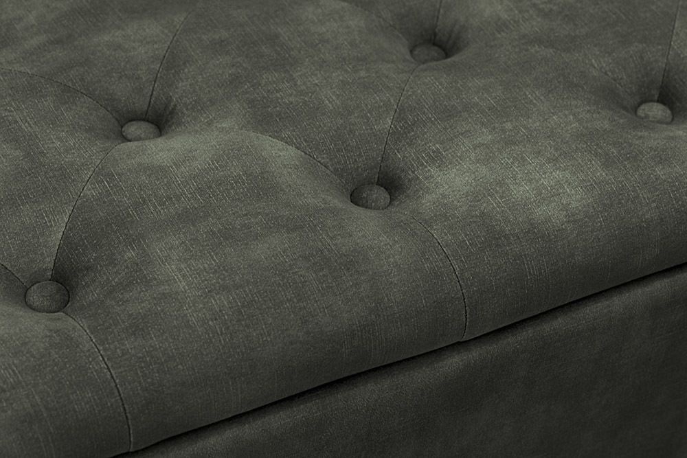 Extravagante Polsterbank EN VOGUE 120cm grün Samt mit Stauraum schwarze Metallbeine