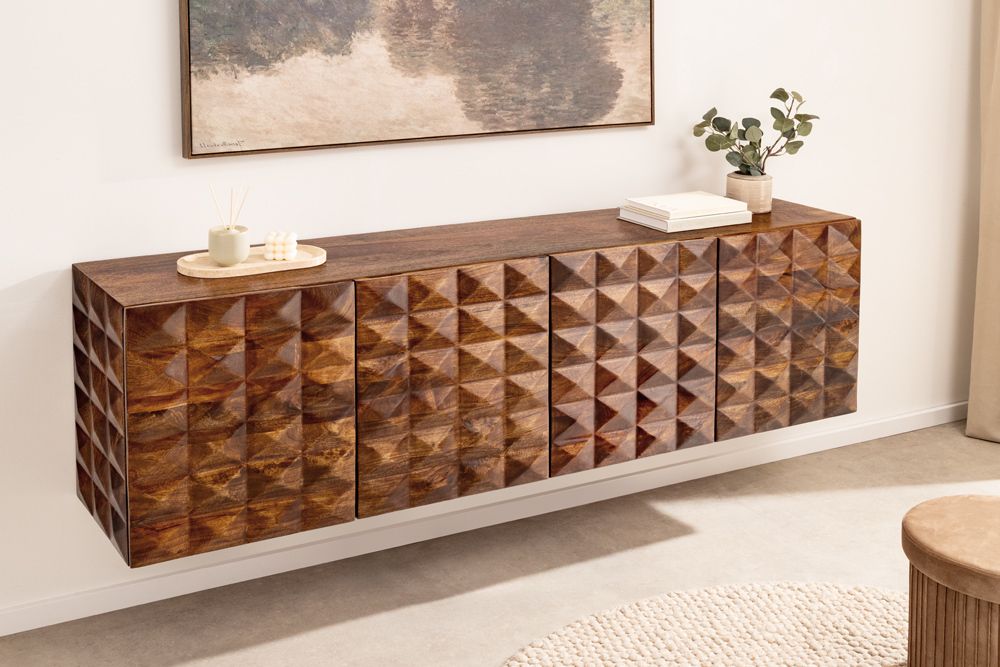 Massives Sideboard VULCANO 180cm hängend natur Mangoholz