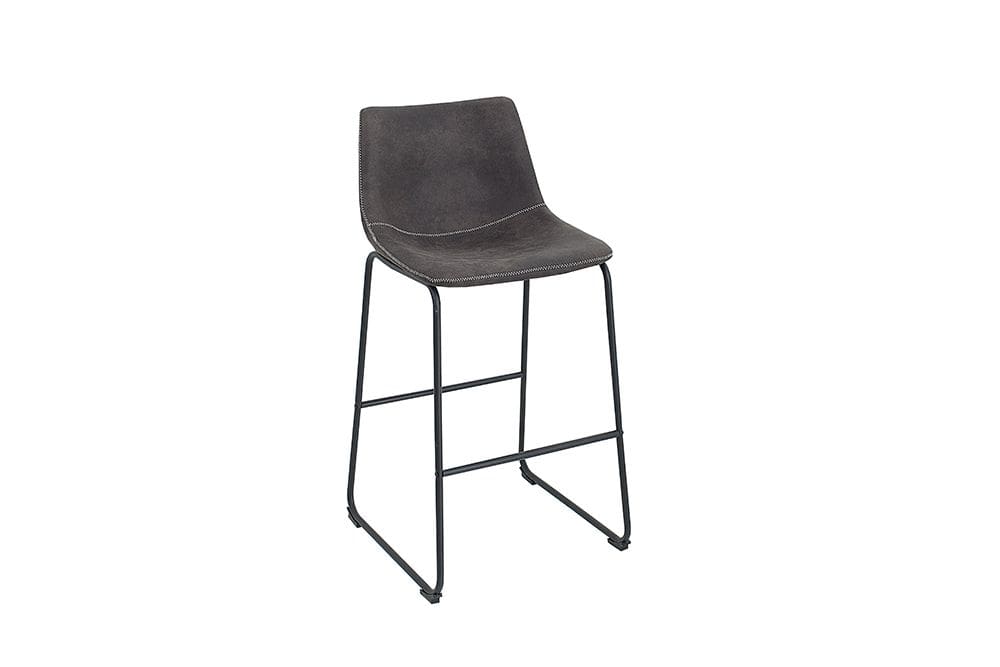 Design Barhocker DJANGO vintage grau Microfaser mit Lehne Eisengestell schwarz