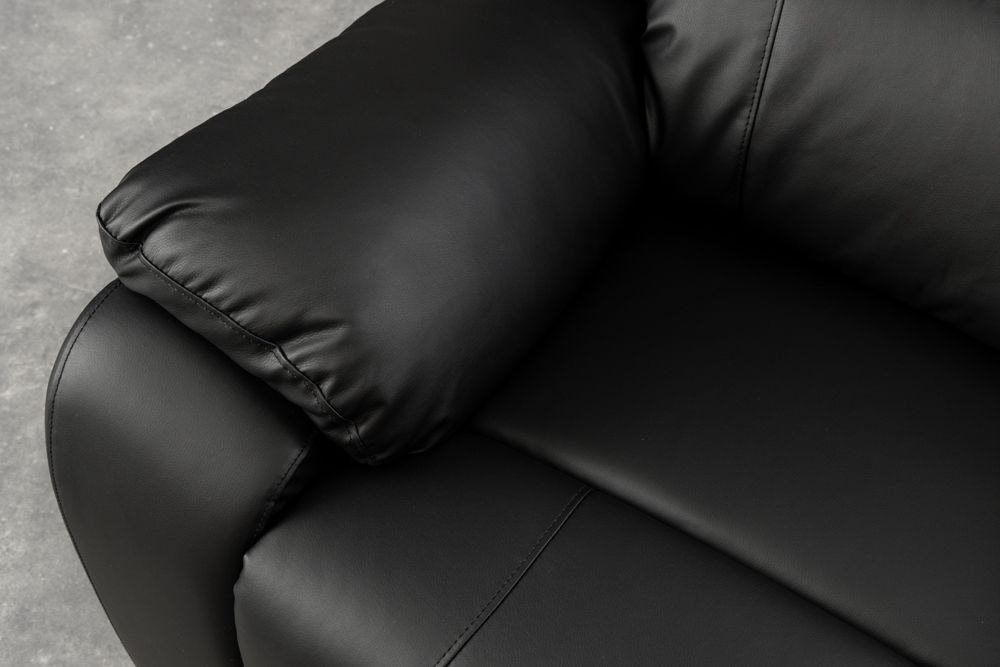 Exklusiver 2er Kinosessel HOLLYWOOD 190cm schwarz mit Liegefunktion und Getränkehalter