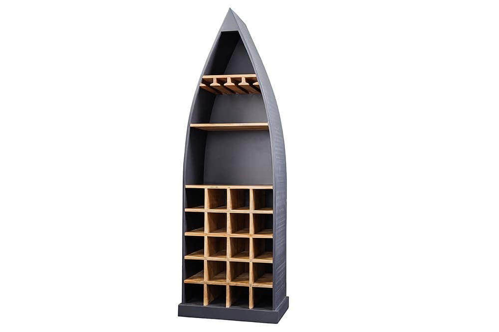 Massivholz Weinregal SEVEN SEAS 180cm anthrazit natur Mango Flaschenregal