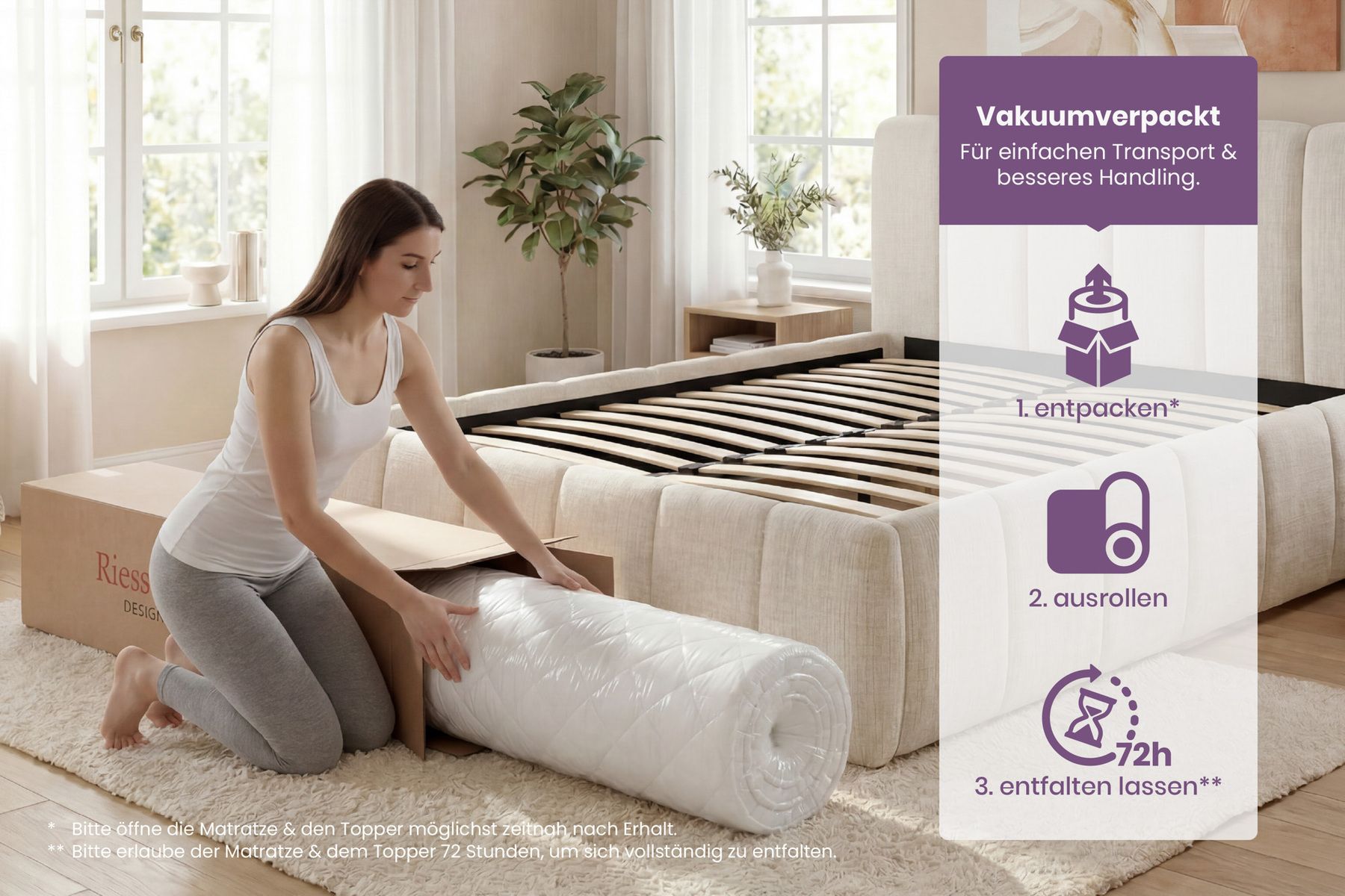 Ergonomische Matratze mit Topper CLOUD FLEX 180x200cm Tonnentaschenfederkern 7-Zonen
